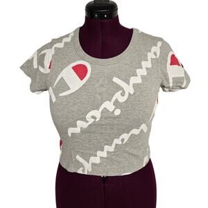 Women's Champion Gray Cropped Athletic T-Shirt | Size XS